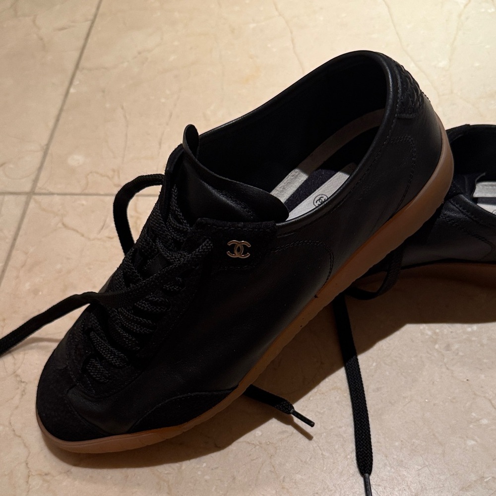 CHANEL Black Leather Sneakers - Picture 2 of 4